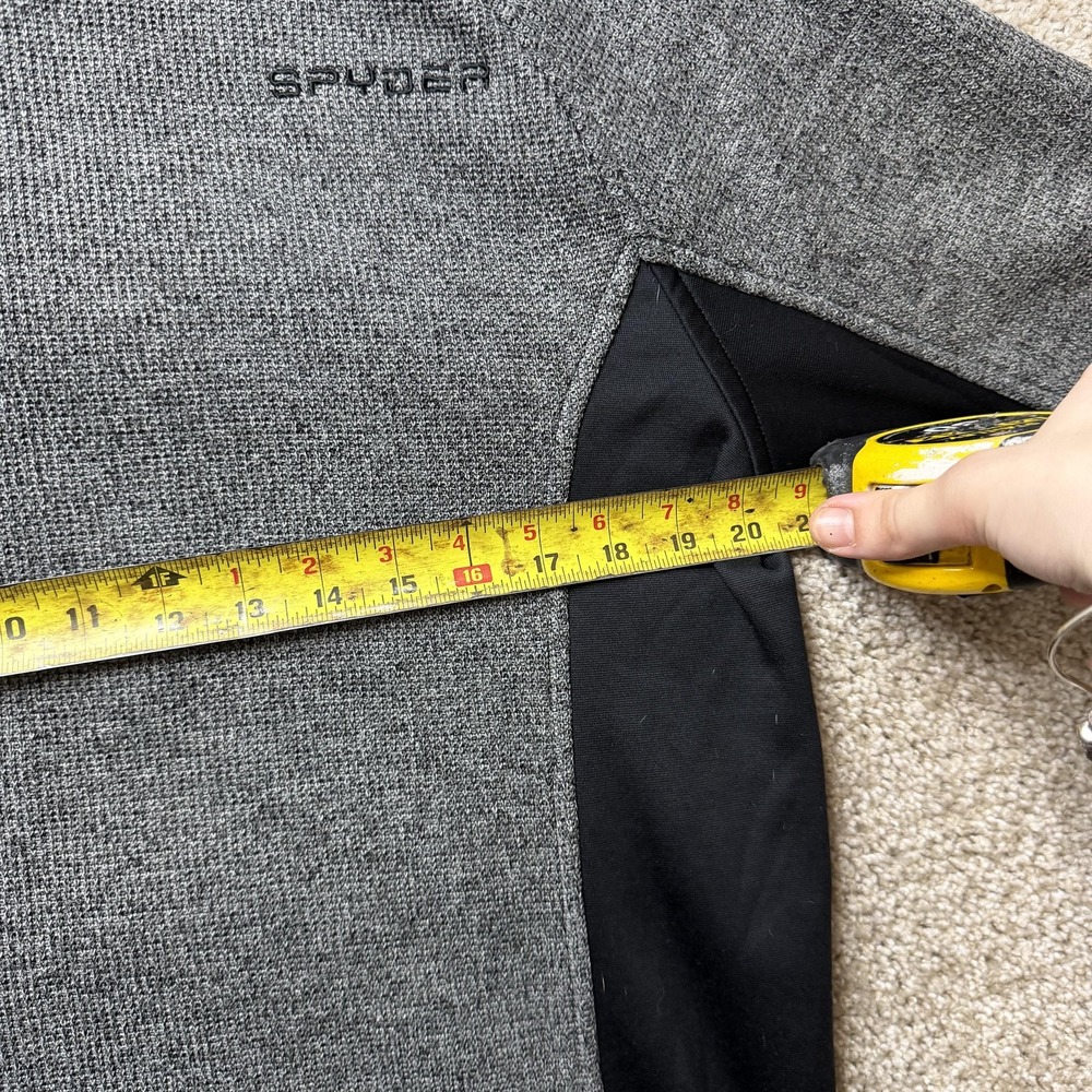 Spyder Pullover Mens Medium Gray Black 1/4 Zip Fleece Mock Neck Ski Outdoor Top - Picture 7 of 10